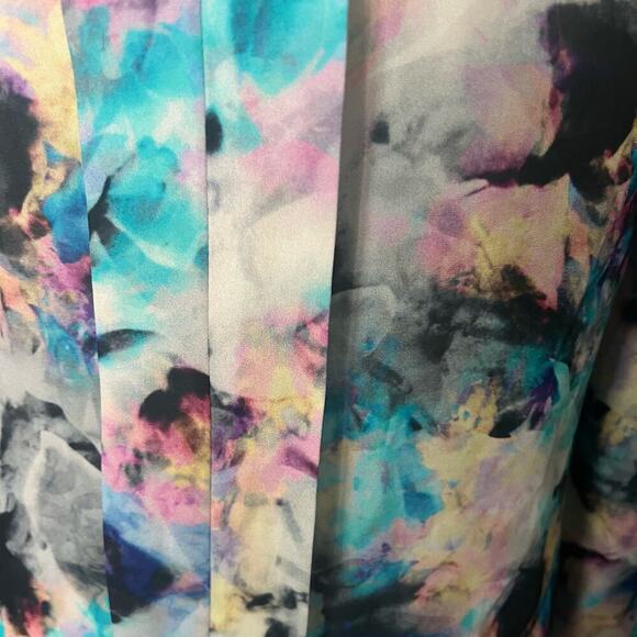 Parker Woman's Multi Color Floral Long Sleeve Button Down Silk Blouse - Size S - Picture 12 of 12